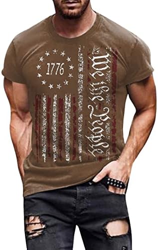 Ајпенгри 1776 Машки Кошули Потресени Знаме На САД Патриотски Маици 4 јули Кошули За Мажи Војник Мускулни Врвови Со Кратки Ракави