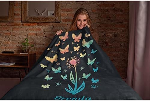 Прилагодено име Пеперутка ќебиња Персонализирани ќебиња за девојчиња за девојчиња, прилагодени ќебиња Прилагодени ќебиња за Божиќ за роденденски