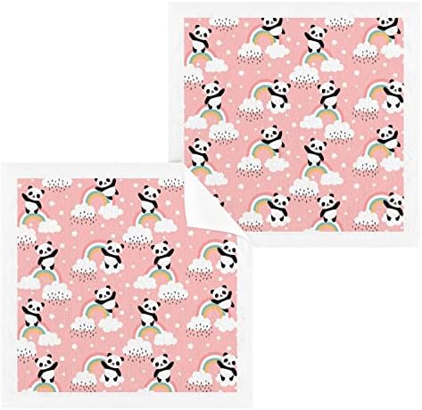 Кигаи 2 пакувани розови слатки панда за миење садови - меки крпи за лице, крпи за теретани, хотел и бањата, крпи за чисто памучно прсти што