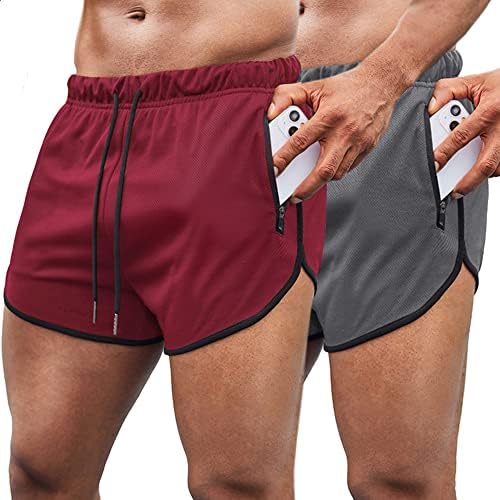 Coofandy Men's 2 Pack тренингот што работи шорцеви 3 инчи салата атлетски шорцеви со џебови од патент
