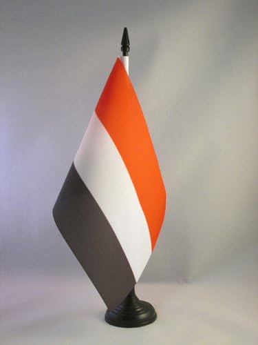 ЗНАМЕ НА Аз Јемен Знаме на Маса 5 х 8 - Знаме на Јеменско Биро 21 х 14 см-Црн Пластичен Стап И Основа