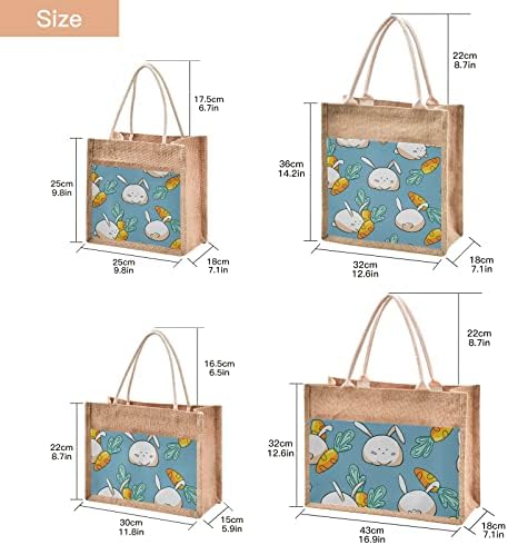 СИНЕСТУР симпатична велигденска зајаче јута торба со торбички за подароци со рачка тотап торба јута торбички торби за плажа за жени