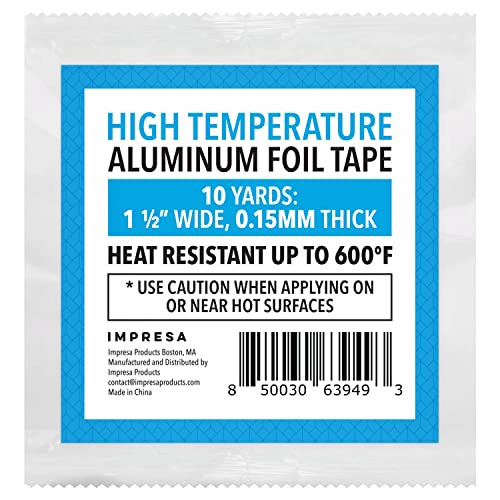 [30 стапки] Лента со висока температура - Алуминиумска фолија лента за метал, пластика и стакло - лента отпорна на топлина - 10 јарди, дебелина