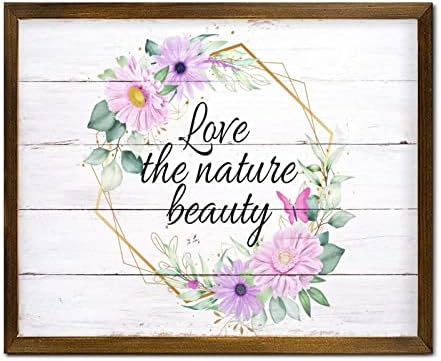 Сакајте ја природата убавина врамени дрвени знаци свеж сончоглед цвет венец Позитивен wallиден плакета класичен летен цветен wallид