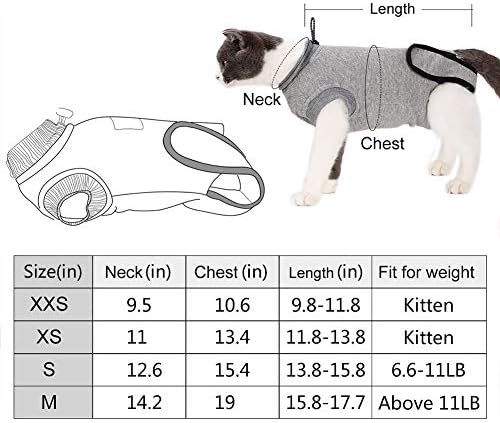 Розкич Професионален костум за обновување на мачки за хируршка абдоминална рана и проблем со кожата, алтернатива за е-јака за дишење за мачки и куче по абење, анти-л
