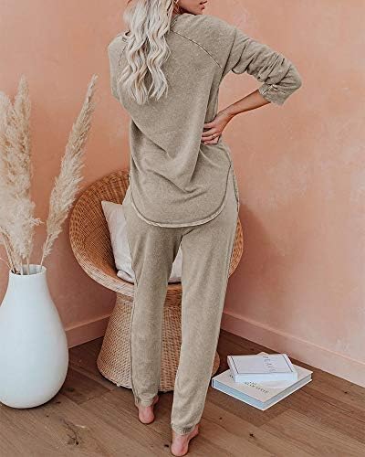 Цврстиот женски потта за женски измет постави 2 парчиња долги ракави пуловер и влечење џемпери спортски облеки
