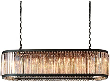 ZSEDP Американски овален црн метал E14 LED приврзок ламба за трпезарија за трпезарија, висечки светлосен сјај k9 Кристален прилагодлив капки