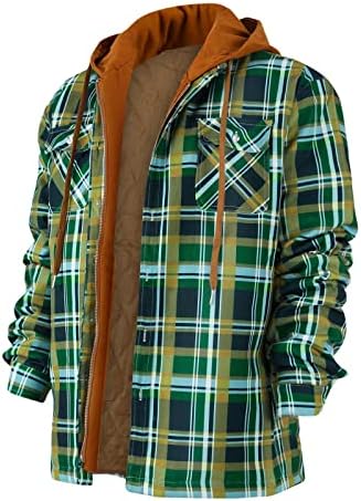 YmoSRH јакни за мажи со машка ватиран наречен со карирана кошула Додадете кадифе за да ја задржите топла јакна со палто со аспиратор