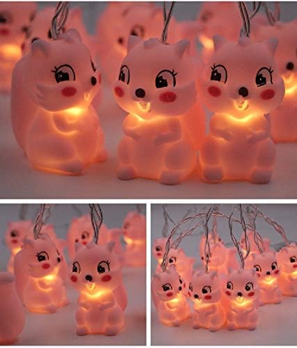 Симпатични верверички жици светла 5.4ft 10 LED батерија управувана со животни ноќни светла самовила, лајшки за деца во спална соба
