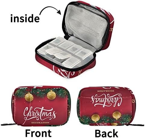 Божиќна топка со топка bellвонче за торбички торбички кутии со кутии со патент преносен витамин додатоци медицина случај за патно деловно семејство кампување 7 дена