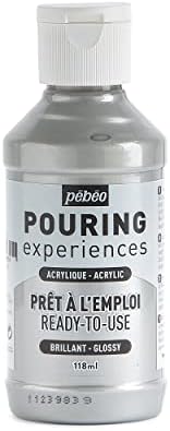 Pebeo Pébéo-истурање искуства-подготвени за употреба, пред-употреба на акрилик, идеално за флуидна уметност-силвер-118 мл боја,