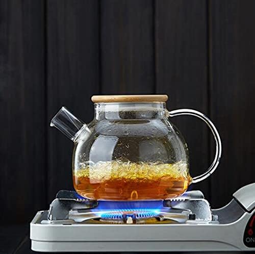 Гуго стаклен чајник Стопето за безбедни чисти чајници со отстранлив филтер, чајник за лабав лист и цветен чај