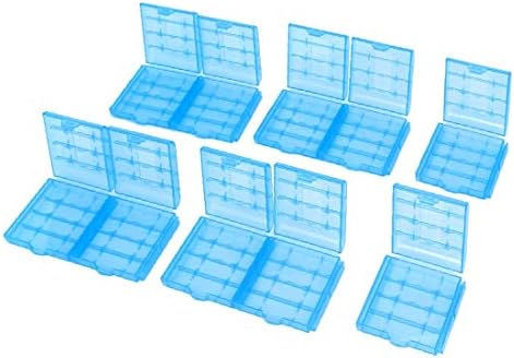 X-DREE 10 ПАРЧИЊА Сина Пластична Кутија За Складирање На Батерии За 4 x Bat/AAA Батерии(10 pezzi di plastica blu di stoccaggio della