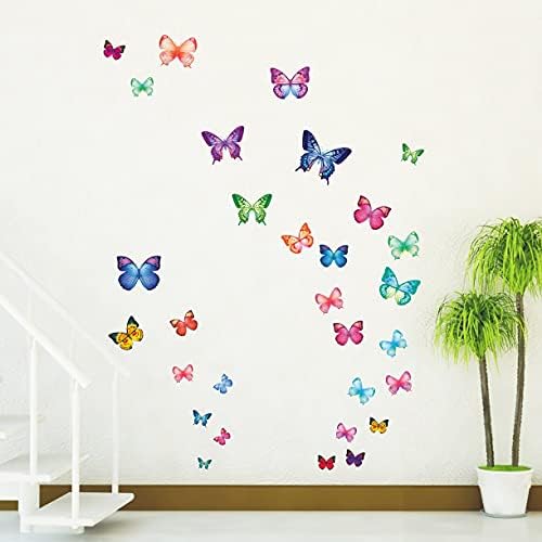 ДЕКОВАЛ БС-1302 30 Живописни Пеперутки Детски Ѕидни Налепници Ѕидни Налепници Кора И Стап Отстранливи Ѕидни Налепници за Деца Расадник Спална