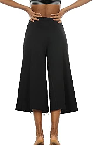 Идизон кулоти Капри панталони за жени - Еластични џогери со широки нозе, памучни памук со џебови со џебови