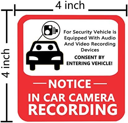 Знак за снимање на видео за аудио видео, во налепница за снимање на камера за автомобили, 4 инчи 10 компјутери по пакет