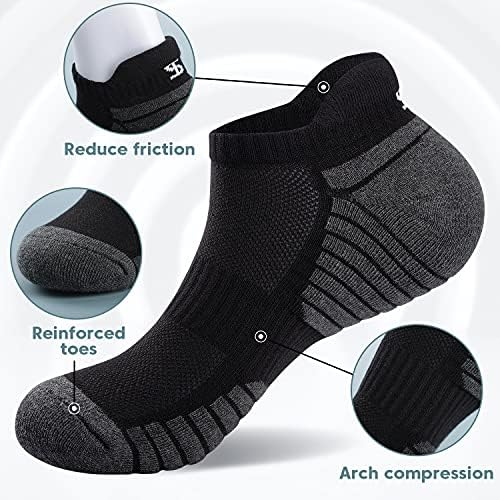 ТАНСТЦ Машки Чорапи, 6 Пара Амортизирани Памучни Чорапи За Дишење Против Блистер, Атлетски Спортски Чорапи За Глуждот