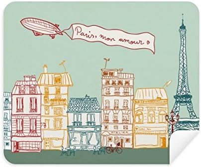 Париз Воздушен Брод Франција Марк Линија Цртање Крпа За Чистење Чистач на Екран 2 парчиња Велур Ткаенина