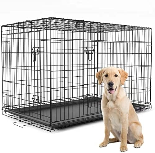 Екстра Голем Куче Гајба | XXL 48 инчен Куче Гајби За Големи Средни Мали Кучиња | Куче Одгледувачница Затворен Отворен Куче Кафез | Преносни Метални