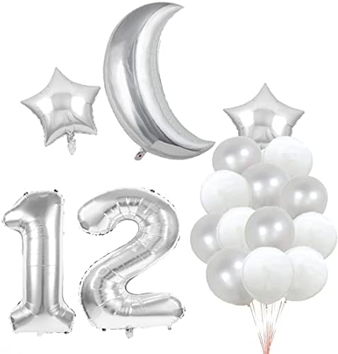12 Ти Роденден Балон 12 Ти Роденден Украси Сребро 12 Балони Среќен 12 Ти Роденден Забава Материјали Број 12 Фолија Милар Балони Латекс Балон