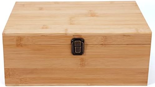 Војворко Голема Бамбусова Дрвена Кутија за Складирање, 11 х 7,9 х 4,5 инчи Природна Дрвена Кутија За Занаети Декоративна Кутија За Повеќекратна