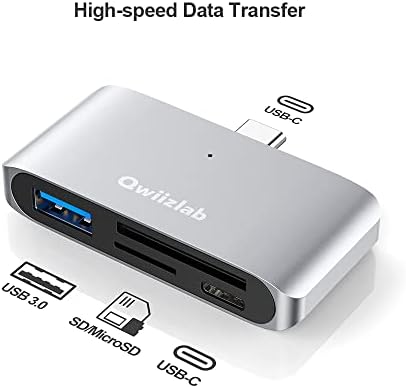 Qwiizlab 4-во-1 Сд/Микро Картичка Читачи, 5GBPS USB 3.0, USB C Центар Адаптер За MacBook, iPad, Лаптопи, Паметни Телефони, Игри Конзоли