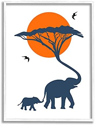 Ступел Индустрии Модерно Африканско Сафари Сончево Небо Слон Семејство, Дизајнирано одtersје Постери Бела Врамена Ѕидна Уметност,