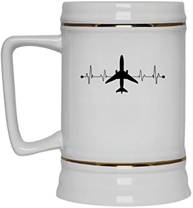 Пилот Бело Пиво Кригла-Чукање На Срцето На Пилотот Пиво Штајн Керамички Кул Дизајн Подарок За Пријател, Семејство