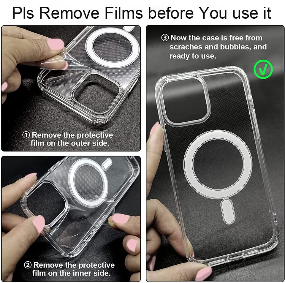 Магнетна чиста за iPhone 14 Pro Max Case ， со заштитен стаклен екран заштитник, [заштита од капки] [анти-жолчење], компатибилен