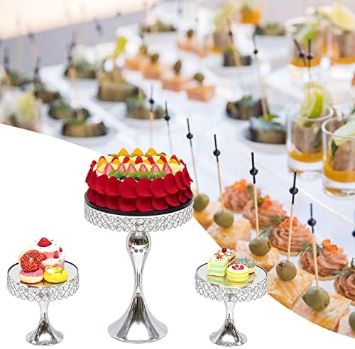 Fichiouy сребро 11 парчиња кристална свадба торта штанд сет, метал држач за чинија за чаши пустината приказ кула свадба роденденска забава