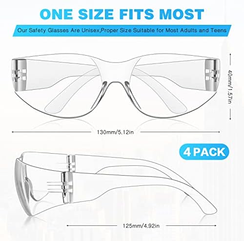 Јасен безбедносен очила најголем дел од 4, заштитни очила за мажи жени, ANSI Z87.1 Очила за заштита на очите со јасни заштитни