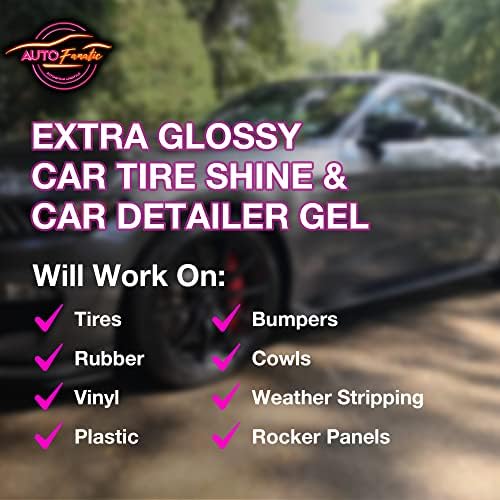 Auto Fanatic Mega Gloss Gine Shine 16oz - Дополнителен сјаен сјај за гуми за автомобили што работи на гума, винил и пластика - долготраен