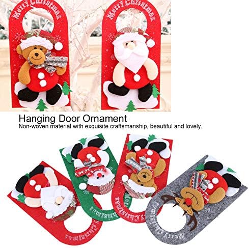 4 парчиња/постави украси за Божиќни врата, неткаени ткаенини, цртани филмови, виси приврзоци за украси на прозорецот во хотелска