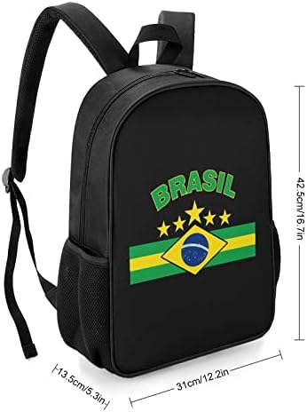 Бразилско знаме унисекс ранец лесен дневен пакет торба со рамо со џебови со шише со вода