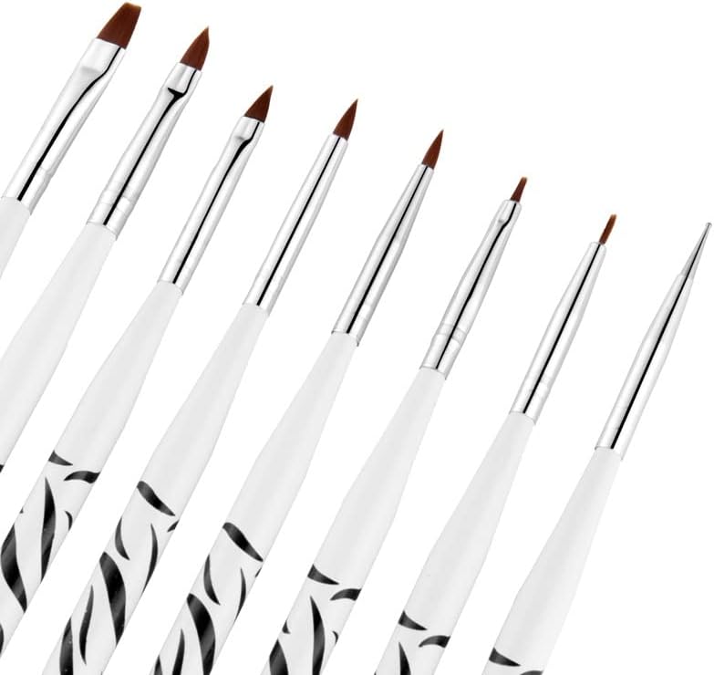 N/A 8PCS/Set Gel Nail Art Brush 8 Design Dotting Painting Sainting Linger Liner Fin Polish Pen Pen Tools Совети маникир DIY комплет