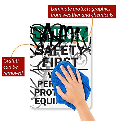 SmartSign-S-2917-Al-14 Размислете за безбедност прво-носете лична заштитна опрема знак | 10 x 14 Алуминиум 10 x 14 Не-рефлективен