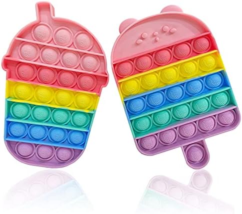 MOC Link 2 пакувања Push Pop Bubble Fidget играчка, сензорни фигури играчки за деца возрасни, едната страна погласни меурчиња за притискање,