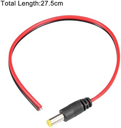 uxcell 2pcs DC Power Pigtail Cable 12V машки конектори за адаптер за осветлување на CCTV камера 2.1mmx5,5 mm Ultra дебела