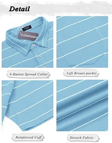 Коофанди машка шарена голф Поло кошула со кратки ракави со лесна маица памучни полови кошули со џеб