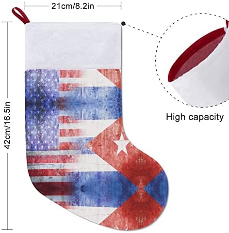 Ретро САД Куба Знаме Божиќ виси чорапи за порибување за Божиќно дрво за одмор дома