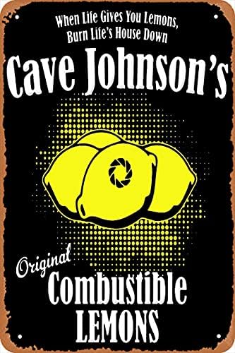 Знак на wallидот на wallидот на Швијарт - Постери за запалување на лимон пештера nsонсон - 8x12 инчен гроздобер изглед метален знак, бар,