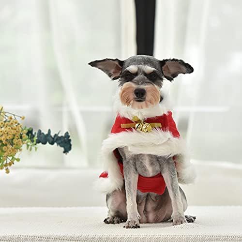 Божиќен костум за кучиња, кучиња Божиќни снегулки Кејп Костум со Божиќни sвона Зимска миленичиња Кејп Нова Година на кучиња наметка