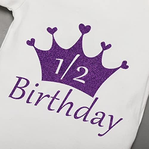 Замокот ИБТОМ Бебе девојки 1/2 роденденска торта пресече облека принцеза ромпер +здолништа со туту +круна за новороденчиња облека