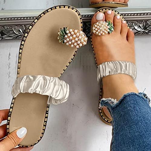 Флип -флип -флип за женски клип пети сандали 2023 лето бохо ананас се лизга на слајд сандали плажа обични влечки чевли