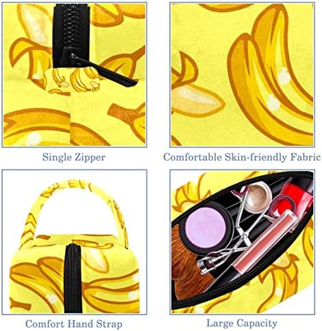 Мала Торба За Шминка, Патент Торбичка За Патување Козметички Организатор За Жени И Девојки, Жолто Овошје Банана Цртан Филм Прекрасна