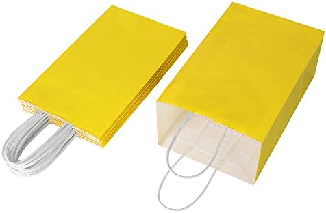 Секој 50 Пакет Мали Жолта &засилувач; Фуксија Крафт Хартија Подарок Кеси Со Рачки Рефус