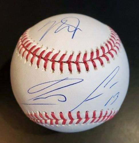 Мајк Пастрмка Роналд Акуна rуниор потпиша МЛБ Бејзбол ЈСА автентичен автоматски скапоцен камен нане - автограмирани бејзбол