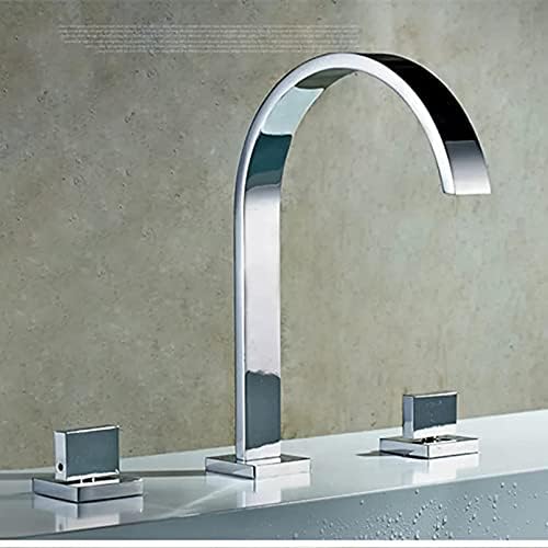 Xyyxdd тапа за када хром полирана вода миксер за миксер монтирана бања мијалник 3 дупка двојна рачка топла и ладна вода чешма