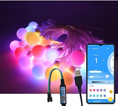 LOAMLIN 29,5FT DREAN LED LED тркалезни топка Стринг светла - RGB Addressable Invial LED лента, IP67 водоотпорен Bluetooth App Control