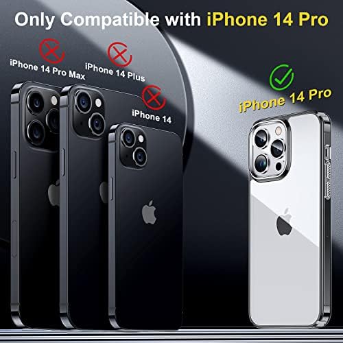 [5-во-1] Humixx дизајниран за iPhone 14 Pro Case, 2x заштитен стаклен екран заштитник + 2X 9H заштитник на леќи [10FT Воен удар]